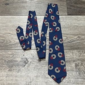 Givenchy Monsieur 100% Silk Tie - Size XL - Blue With White/Grey/Red Circles